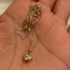 14K Solid Gold Heart Pendant Necklace